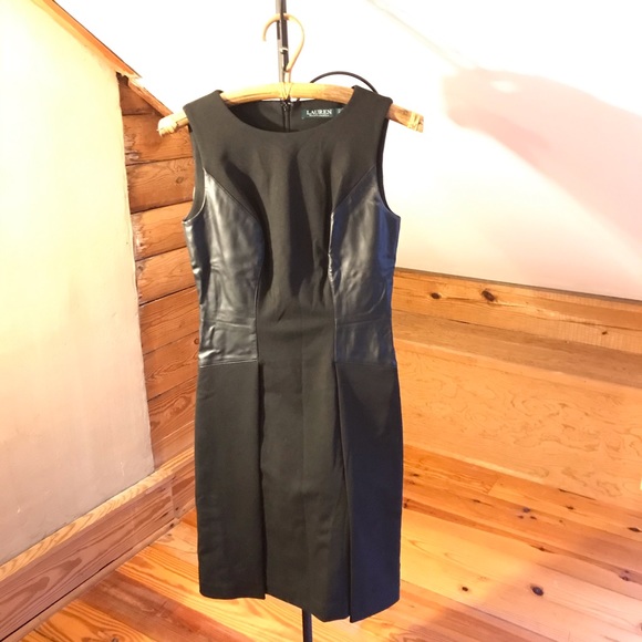 Lauren Ralph Lauren Black Leather Dress, EUC, 2 - Picture 1 of 13